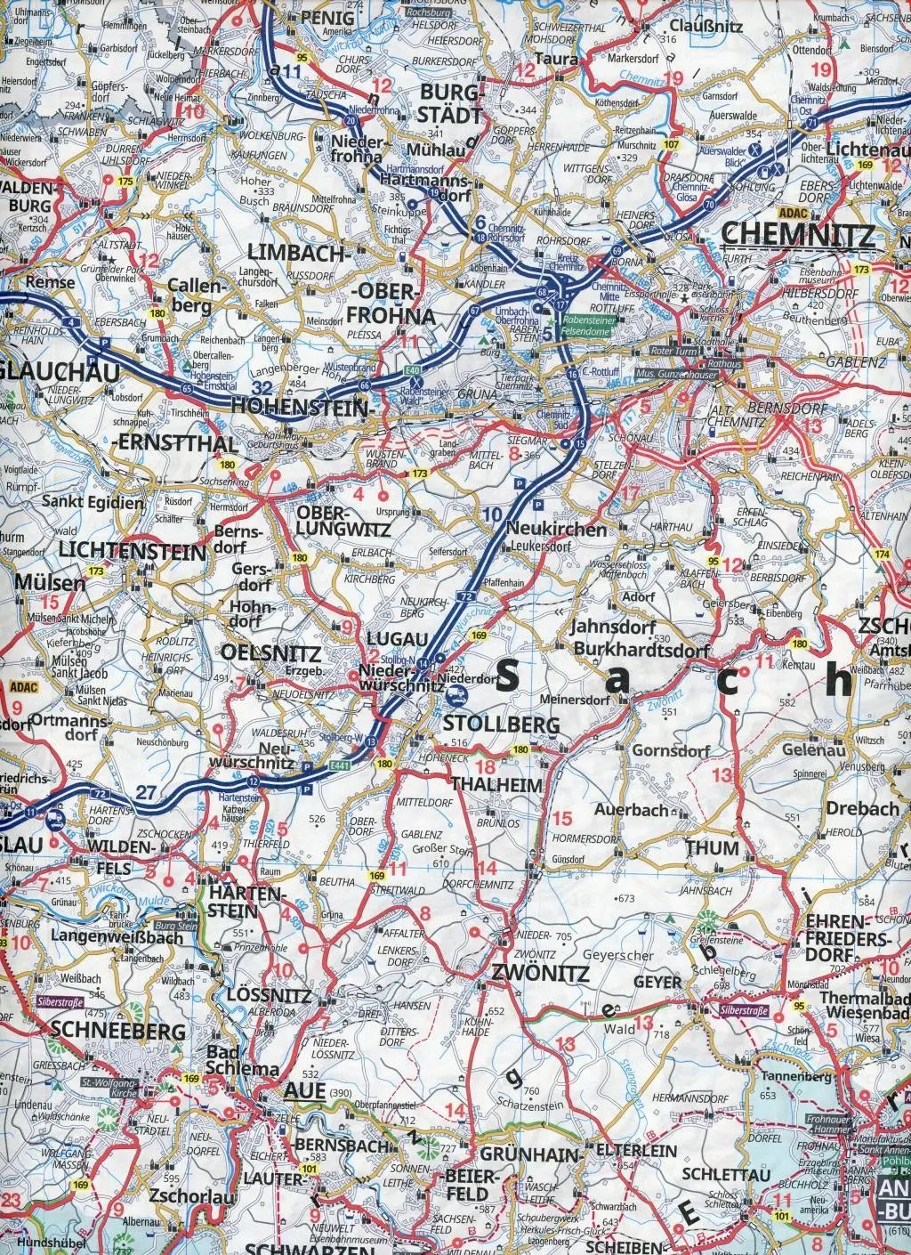Bild: 9783826414138 | ADAC Regionalkarte Blatt 10 Dresden, Chemnitz 1:150.000 | Erzgebirge