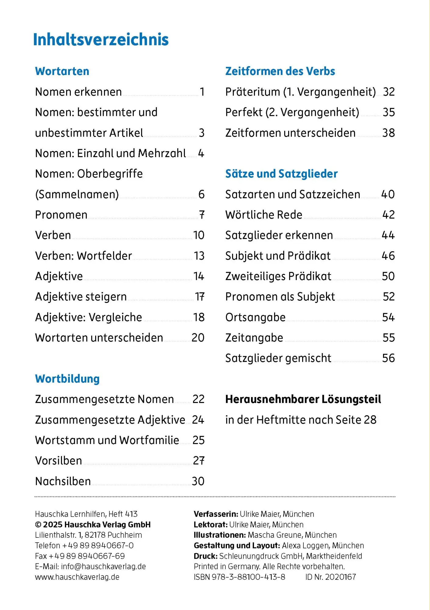 Bild: 9783881004138 | Mein Übungsheft Grammatik 3. Klasse | Ulrike Maier | Broschüre | 56 S.
