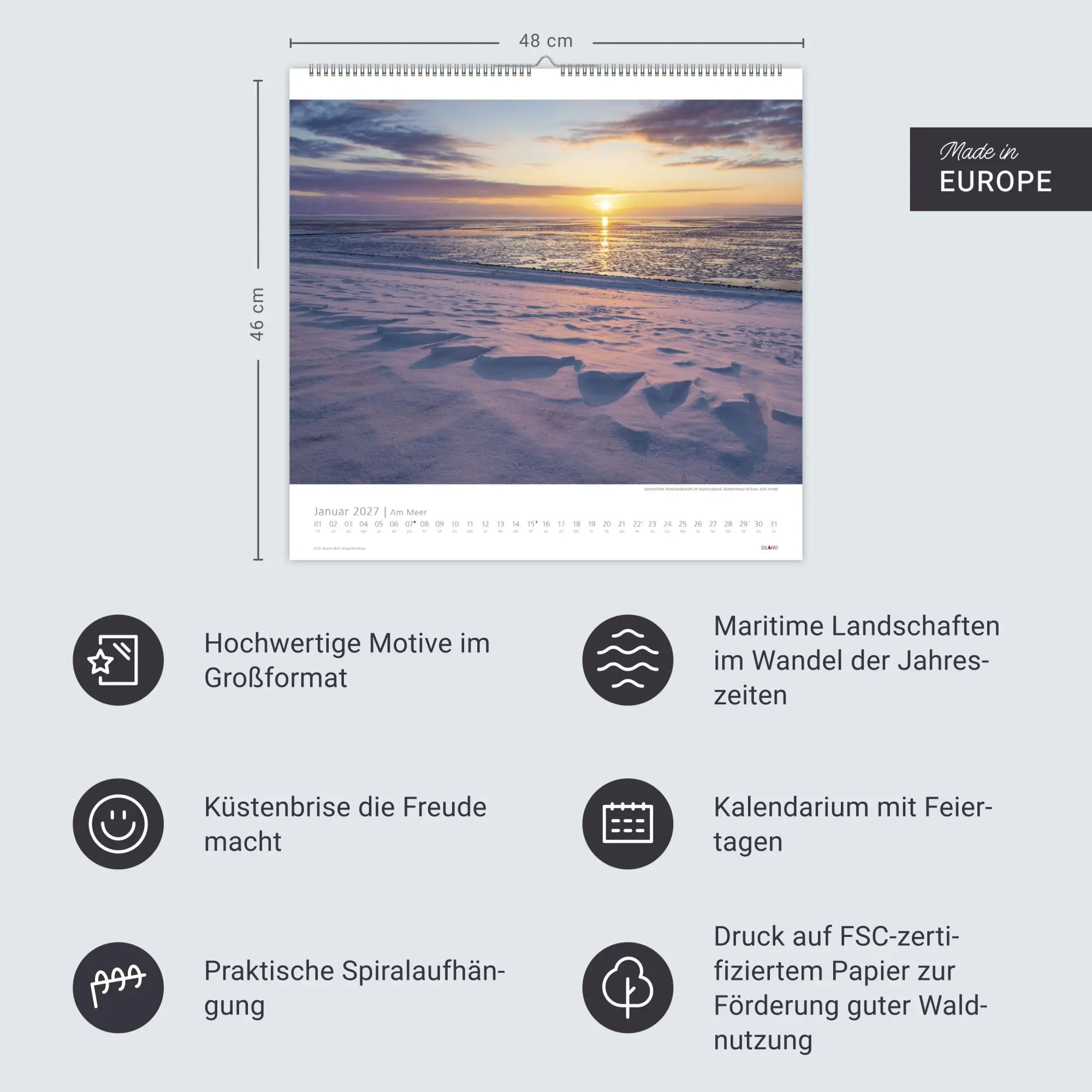 Bild: 9783964024138 | Am Meer Edition Kalender 2027 - Sand, Wind und Wellen | Hans Jessel