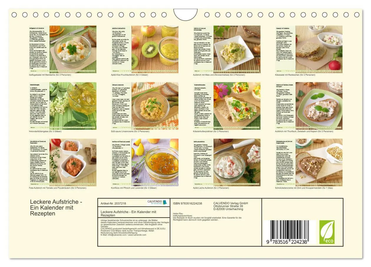 Bild: 9783516224238 | Leckere Aufstriche - Ein Kalender mit Rezepten (Wandkalender 2026...