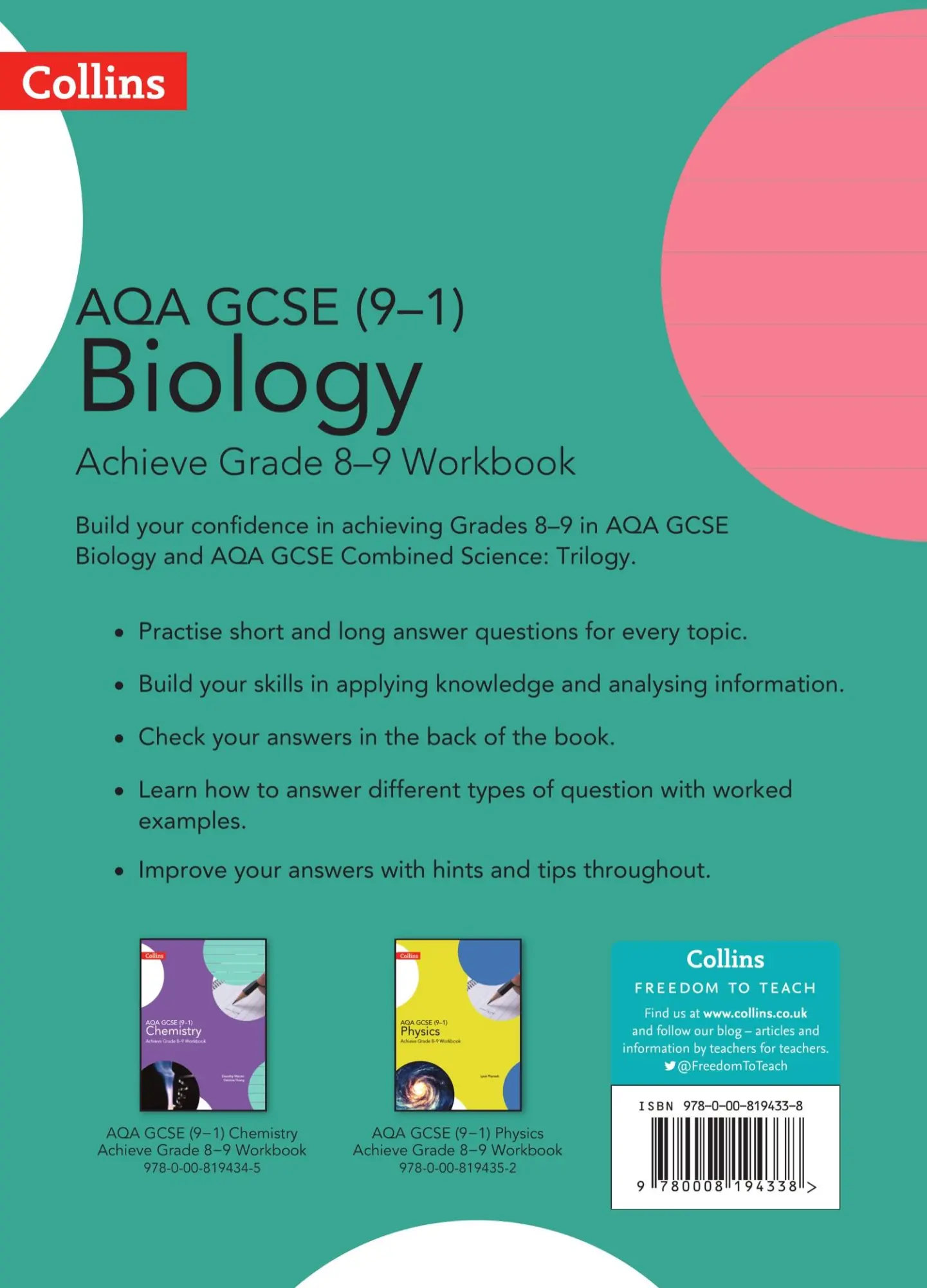 Rückseite: 9780008194338 | Aqa GCSE (9-1) Biology Achieve Grade 8-9 Workbook | Collins Uk | Buch