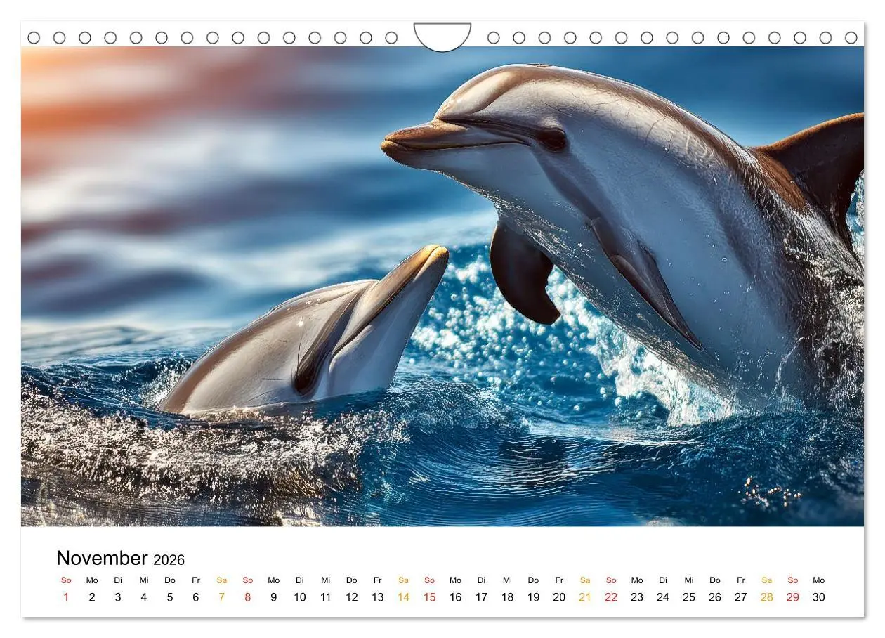 Bild: 9783516214338 | Delfine - Wellen Künstler (Wandkalender 2026 DIN A4 quer), CALVENDO...