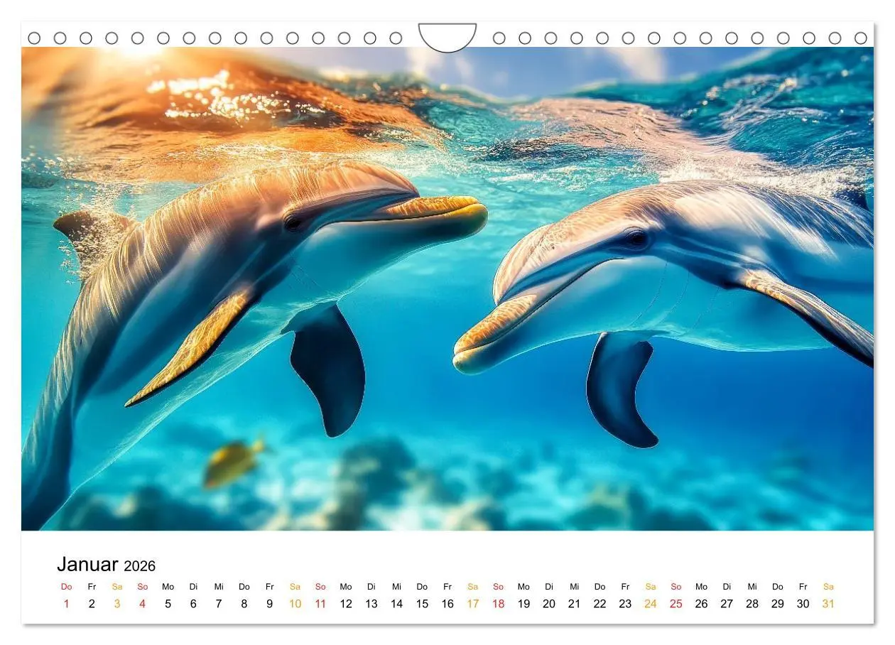 Bild: 9783516214338 | Delfine - Wellen Künstler (Wandkalender 2026 DIN A4 quer), CALVENDO...