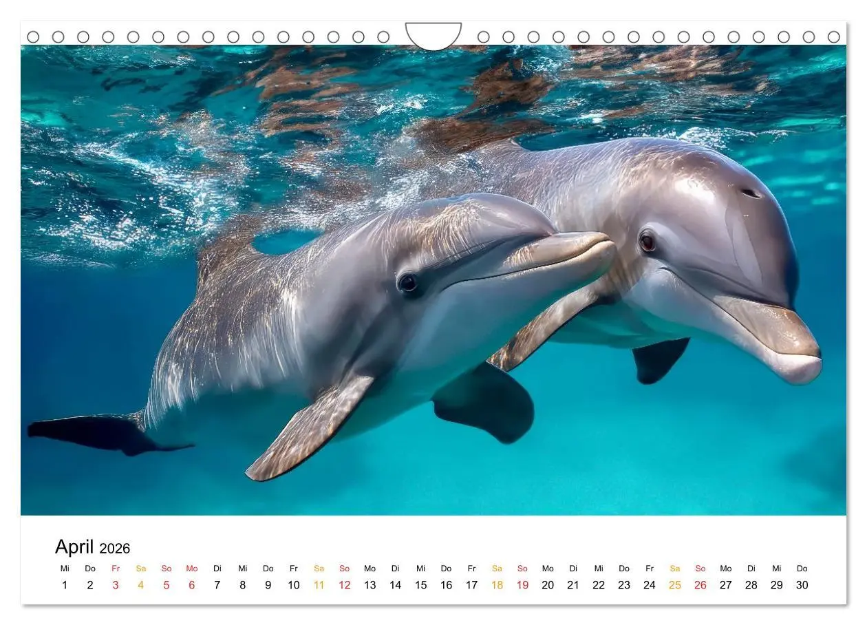 Bild: 9783516214338 | Delfine - Wellen Künstler (Wandkalender 2026 DIN A4 quer), CALVENDO...