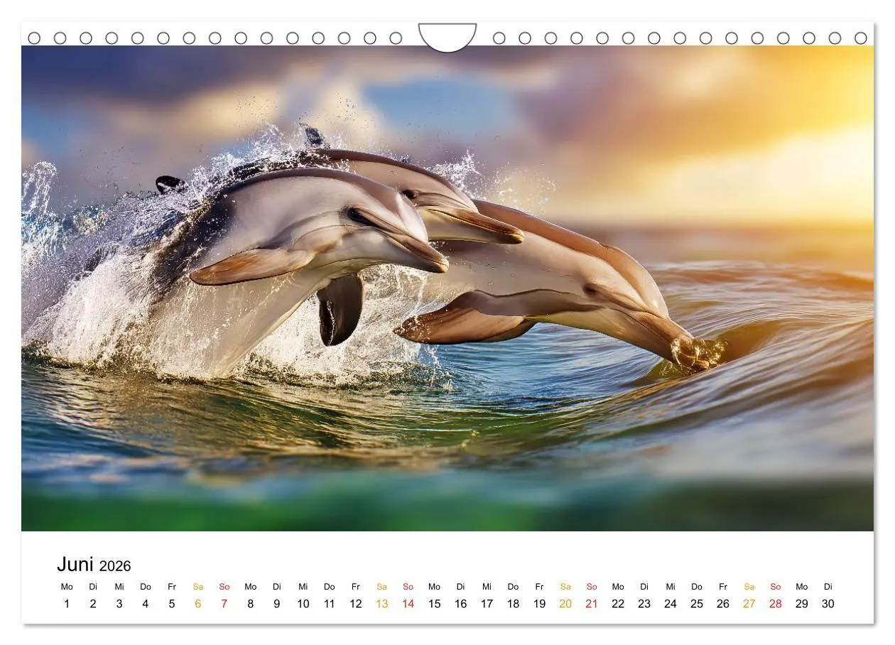 Bild: 9783516214338 | Delfine - Wellen Künstler (Wandkalender 2026 DIN A4 quer), CALVENDO...