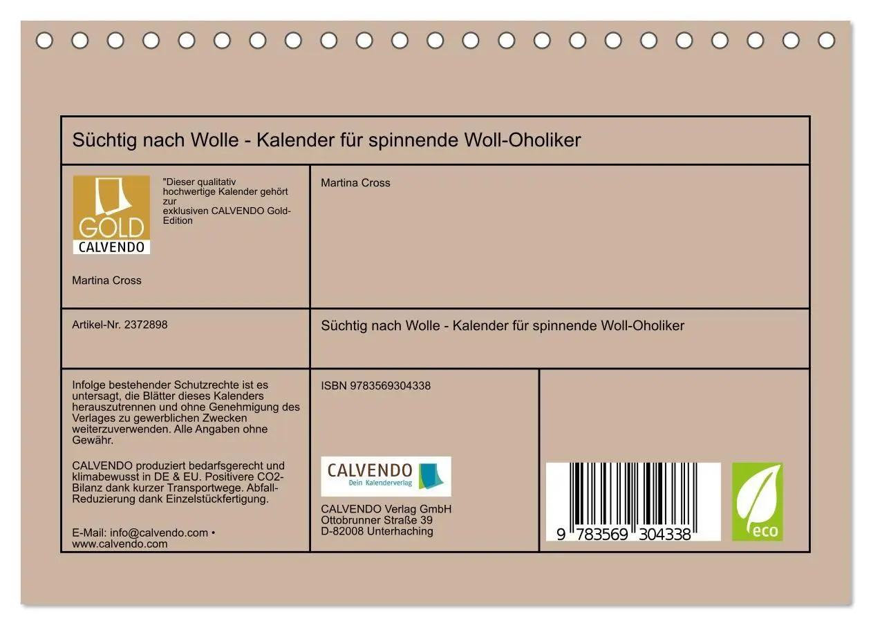 Bild: 9783569304338 | Süchtig nach Wolle - Kalender für spinnende Woll-Oholiker...