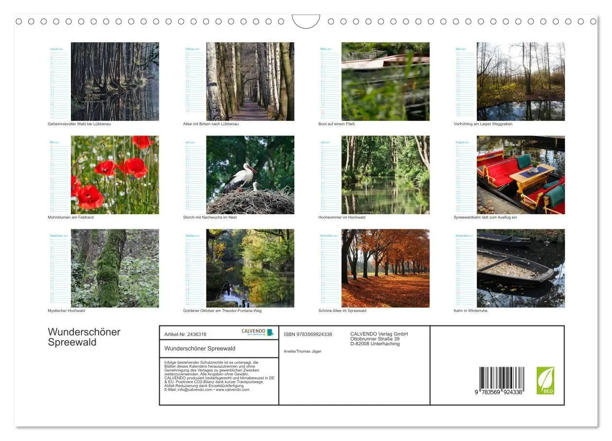 Bild: 9783569924338 | Wunderschöner Spreewald (Wandkalender 2027 DIN A3 quer), CALVENDO...