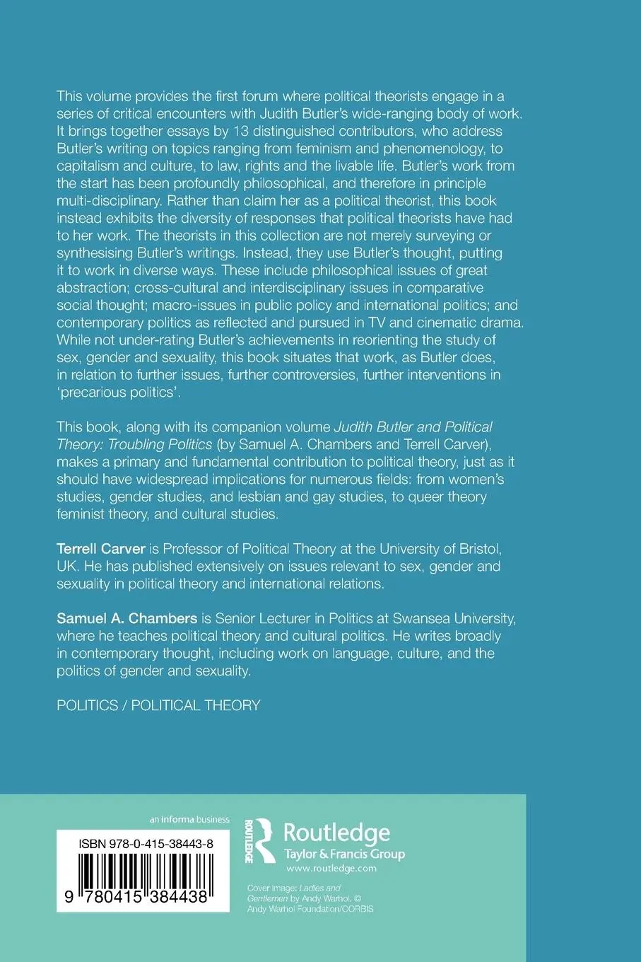 Rückseite: 9780415384438 | Judith Butler's Precarious Politics | Critical Encounters | Buch