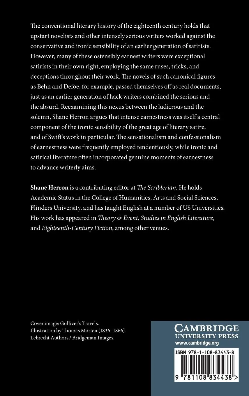 Rückseite: 9781108834438 | Irony and Earnestness in Eighteenth-Century Literature | Shane Herron