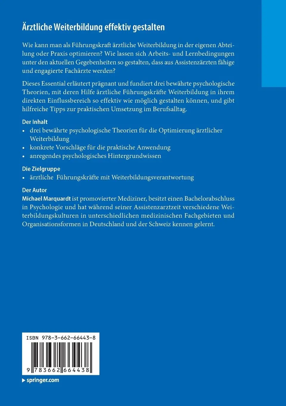Rückseite: 9783662664438 | Ärztliche Weiterbildung effektiv gestalten | Michael Marquardt | Buch