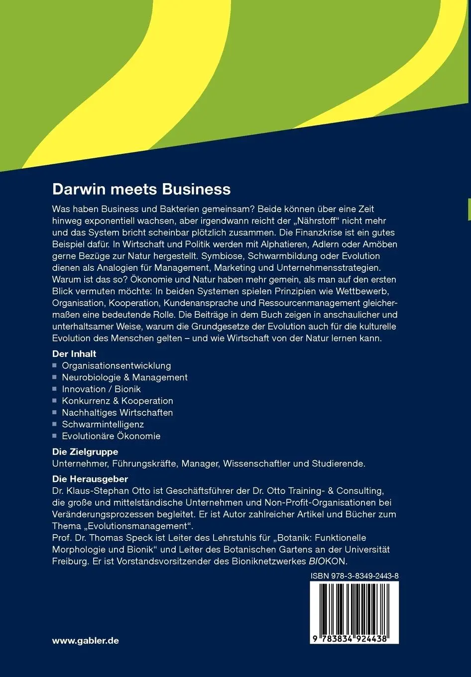 Rückseite: 9783834924438 | Darwin meets Business | Thomas Speck (u. a.) | Taschenbuch | 250 S.