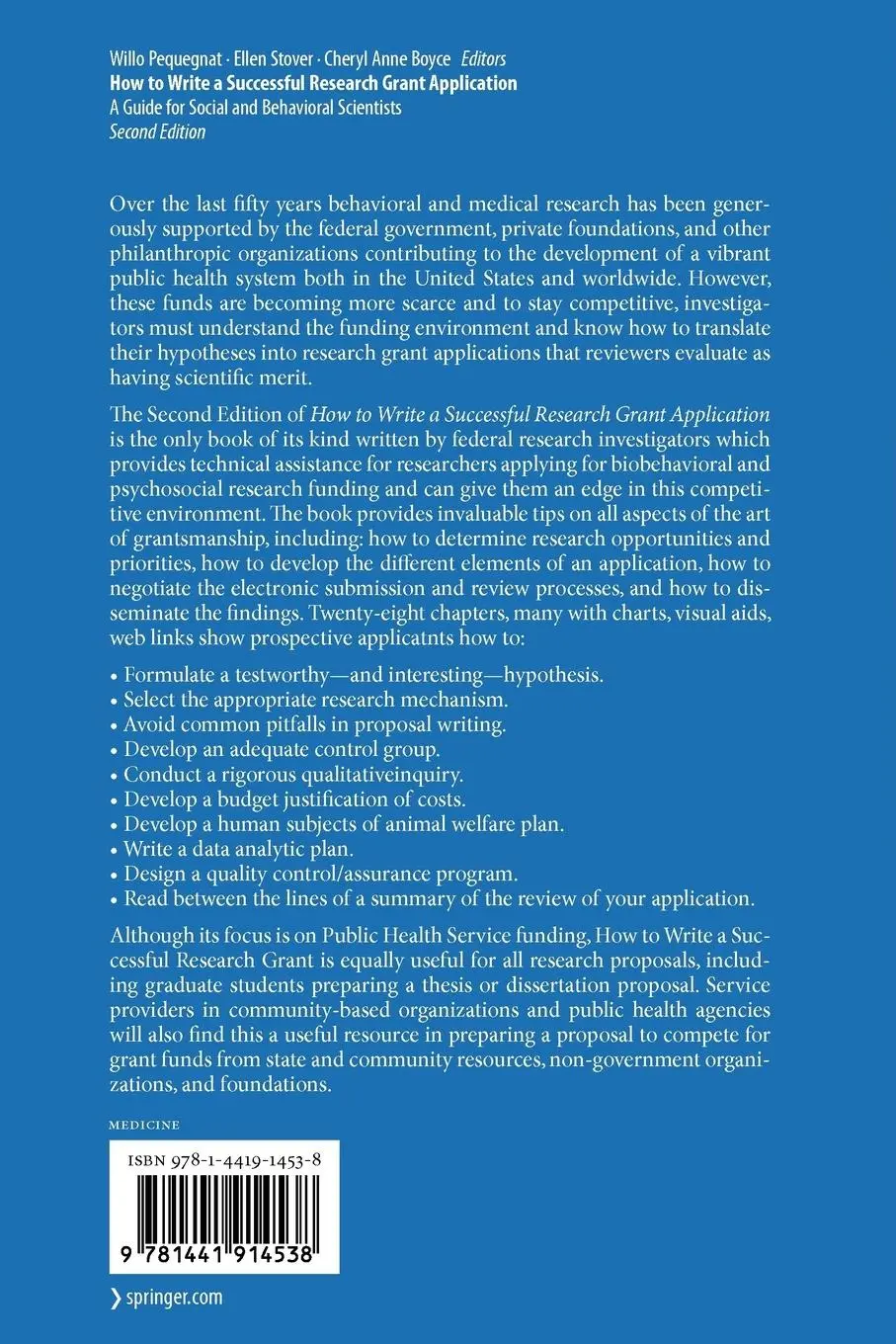 Rückseite: 9781441914538 | How to Write a Successful Research Grant Application | Taschenbuch