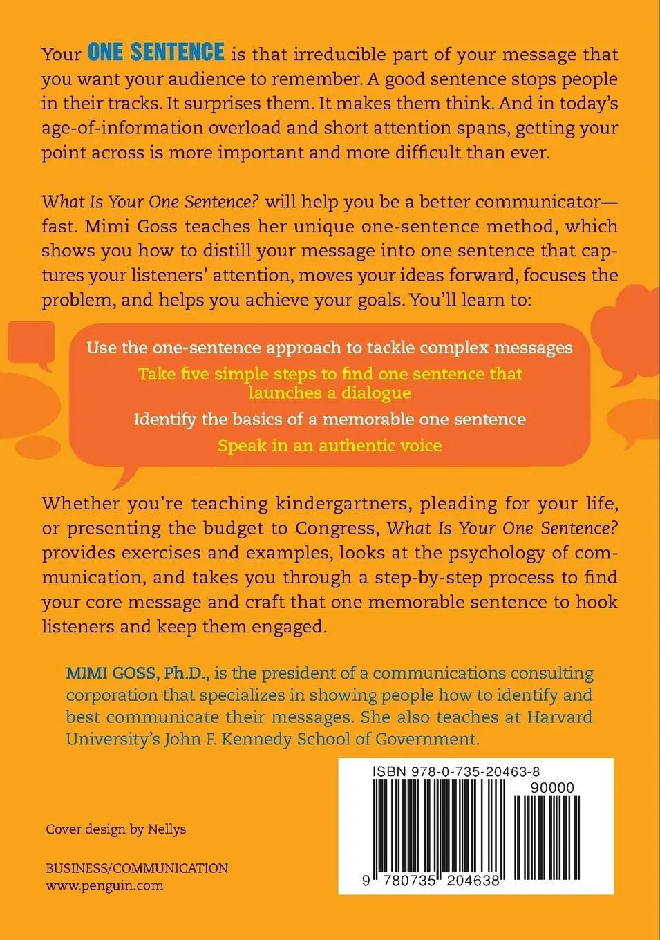 Rückseite: 9780735204638 | What Is Your One Sentence? | Mimi Goss | Taschenbuch | Englisch | 2012