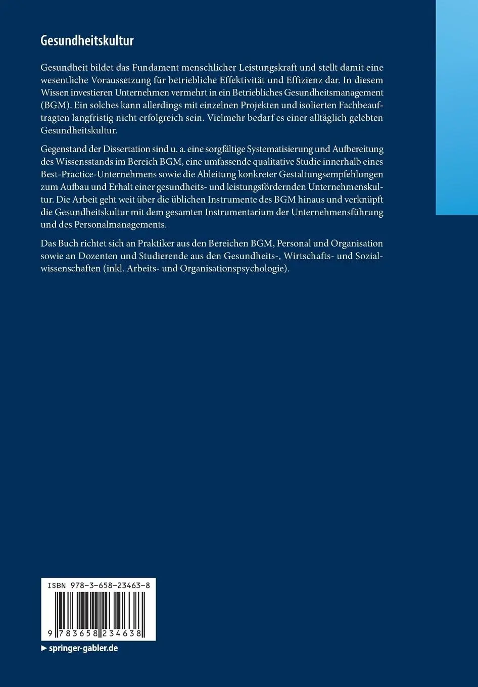 Rückseite: 9783658234638 | Gesundheitskultur | Anna Osterspey | Taschenbuch | xxix | Deutsch