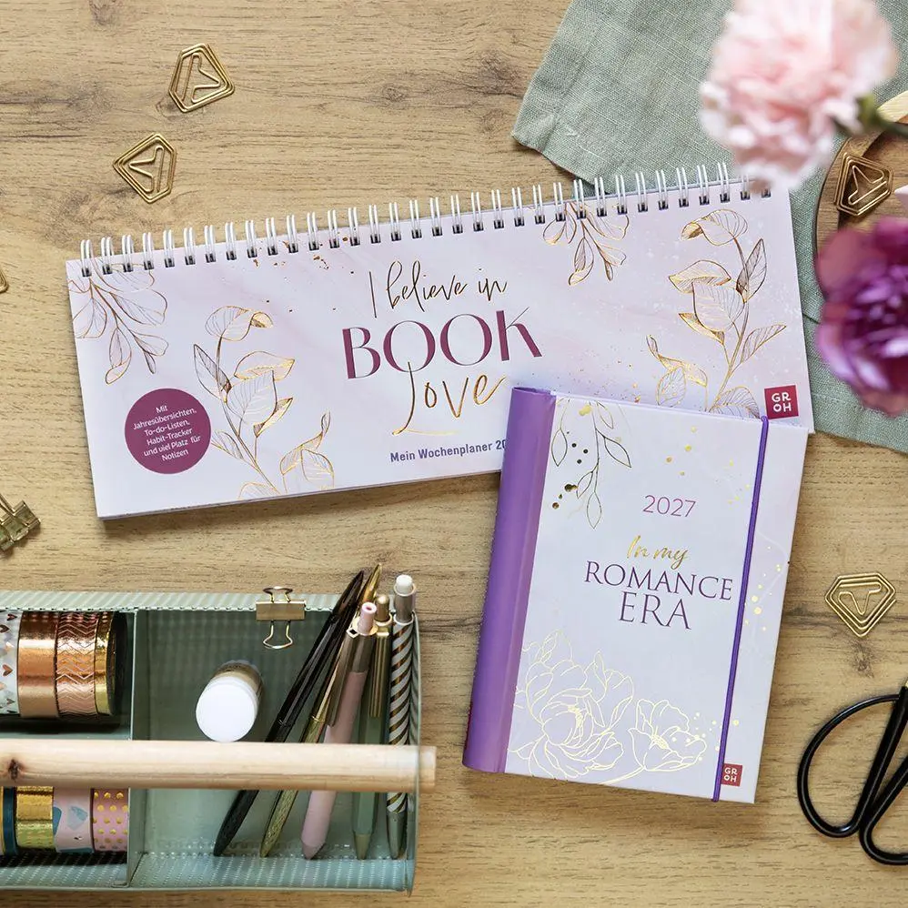Bild: 4036442014738 | Tischkalender 2027 quer: I believe in Book Love | Groh Verlag | 64 S.