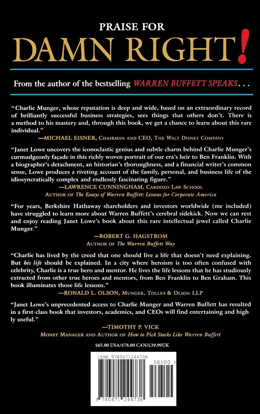 Rückseite: 9780471244738 | Damn Right! | Janet Lowe | Buch | X | Englisch | 2000 | Wiley
