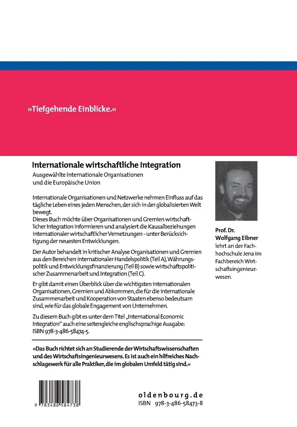 Rückseite: 9783486584738 | Internationale wirtschaftliche Integration | Wolfgang Eibner | Buch