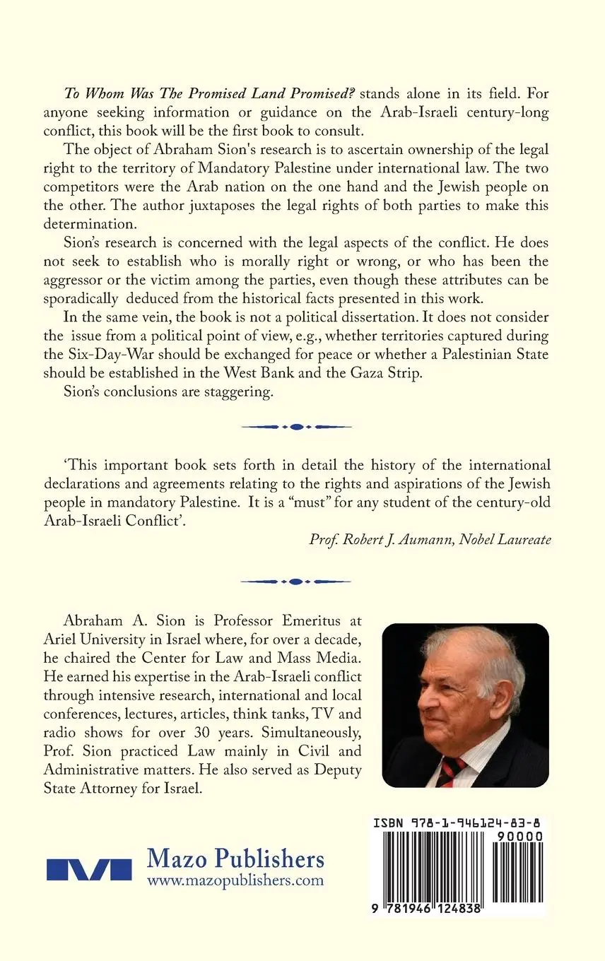Rückseite: 9781946124838 | To Whom Was The Promised Land Promised? | Abraham A. Sion | Buch