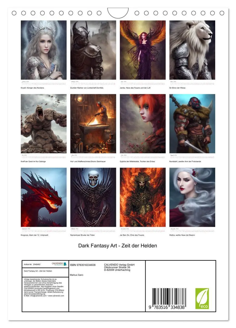 Bild: 9783516334838 | Dark Fantasy Art - Zeit der Helden (Wandkalender 2026 DIN A4 hoch),...