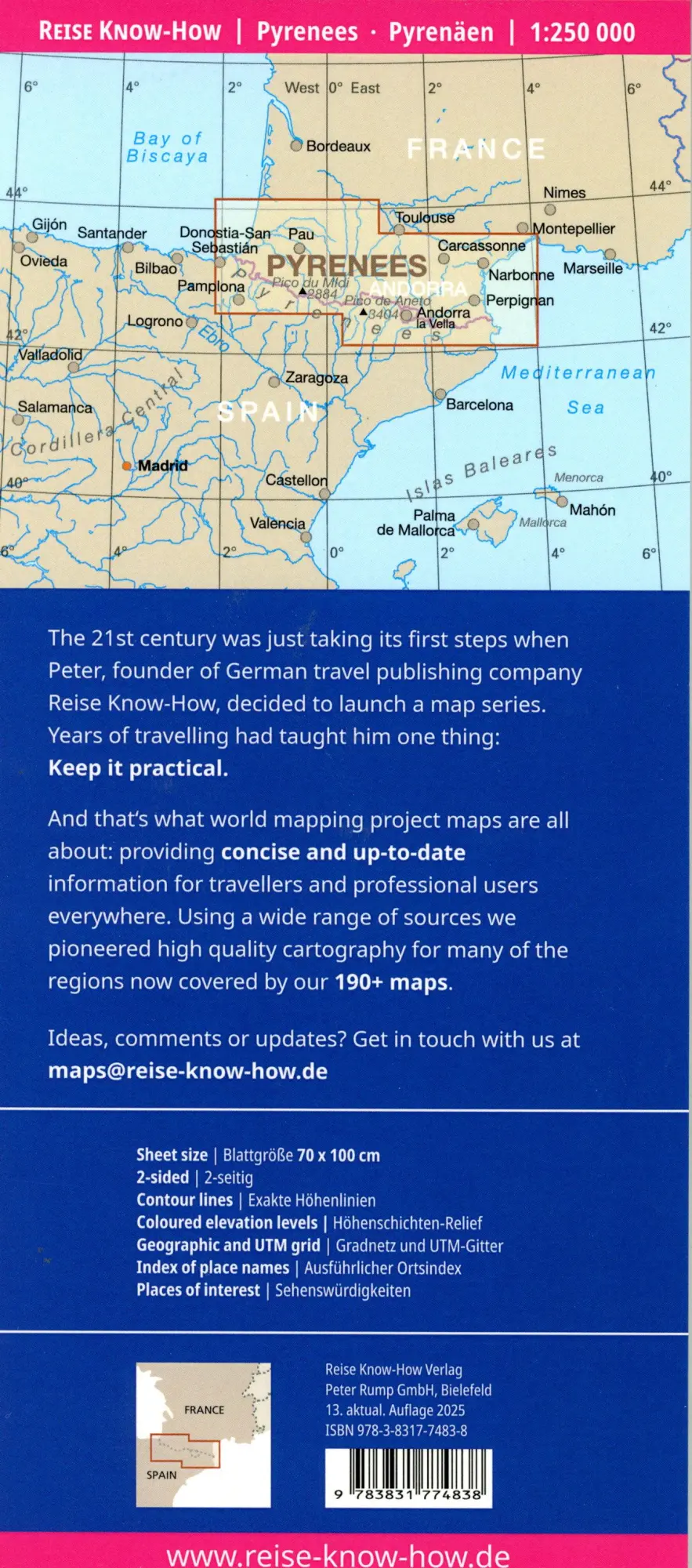 Bild: 9783831774838 | Reise Know-How Landkarte Pyrenäen / Pyrenees (1:250.000) | 2 S. | 2025
