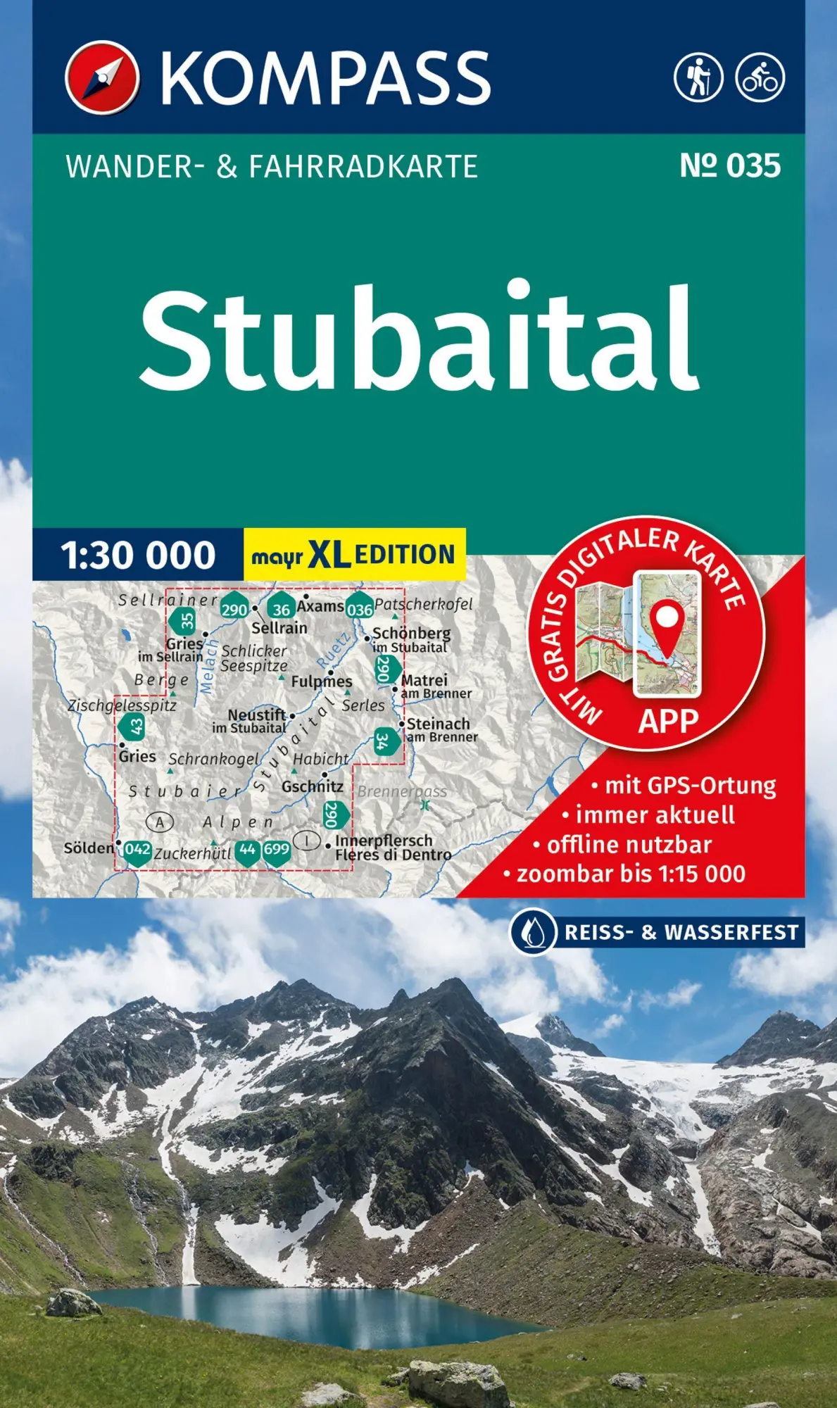 Cover: 9783991544838 | KOMPASS Wanderkarte 035 Stubaital 1:30.000 | (Land-)Karte | Deutsch