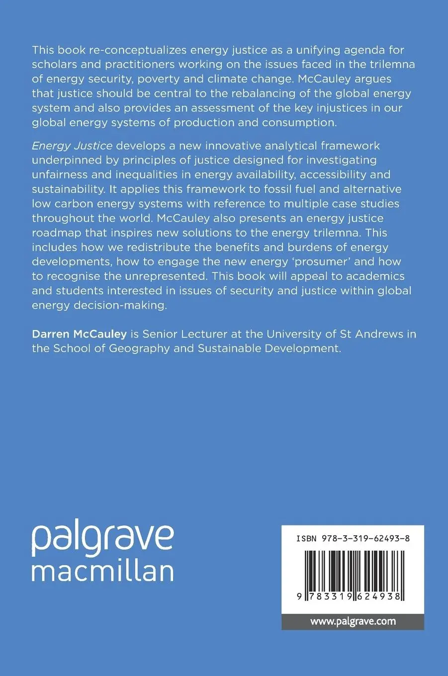 Rückseite: 9783319624938 | Energy Justice | Darren McCauley | Buch | xix | Englisch | 2017