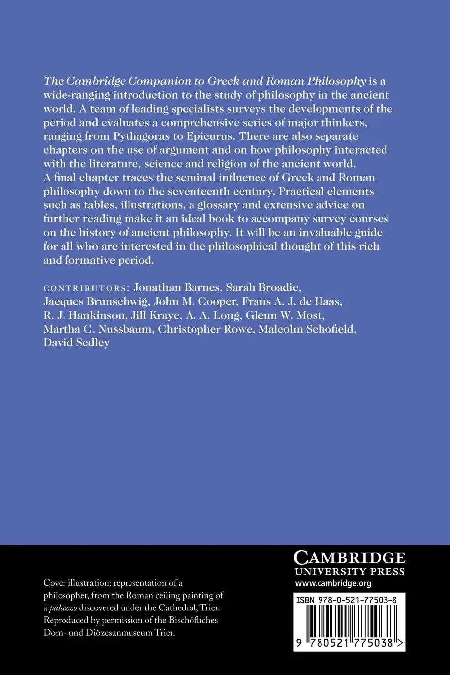 Rückseite: 9780521775038 | The Cambridge Companion to Greek and Roman Philosophy | Sedley | Buch
