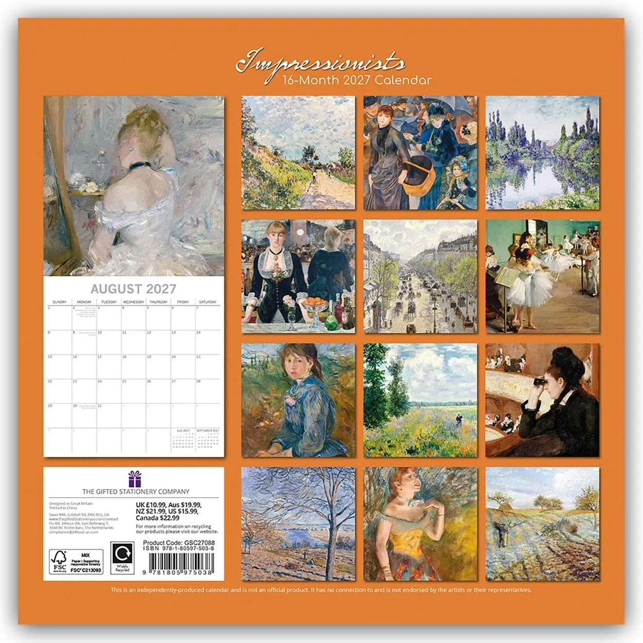 Rückseite: 9781805975038 | Impressionsts - Impressionisten - Impressionismus Kunstkalender...