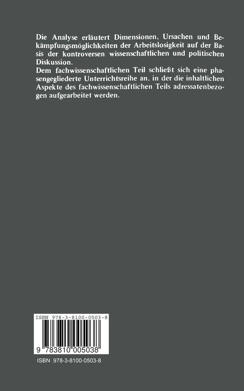 Rückseite: 9783810005038 | Arbeitslosigkeit - Dimensionen, Ursachen und Bewältigungsstrategien