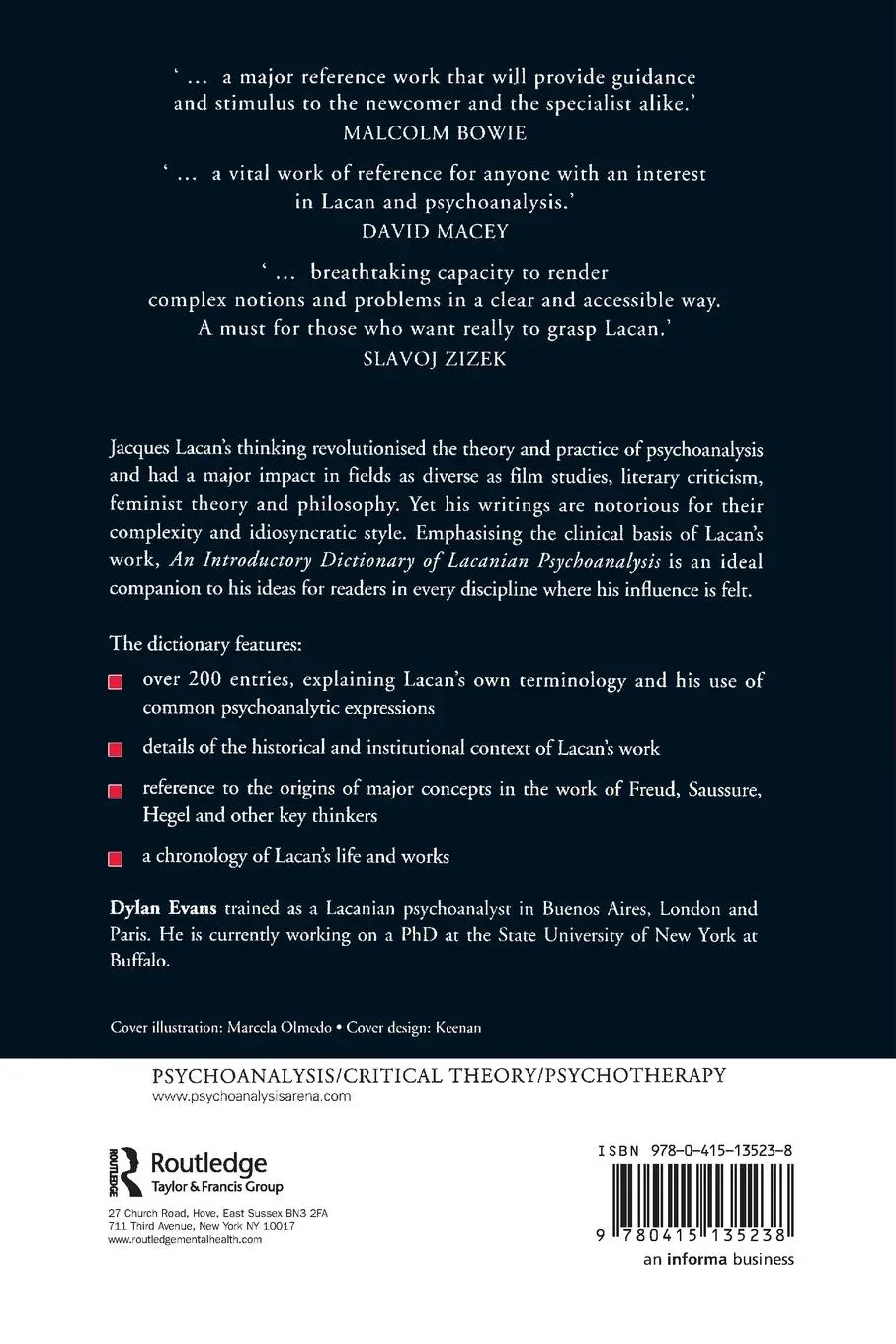 Rückseite: 9780415135238 | An Introductory Dictionary of Lacanian Psychoanalysis | Dylan Evans