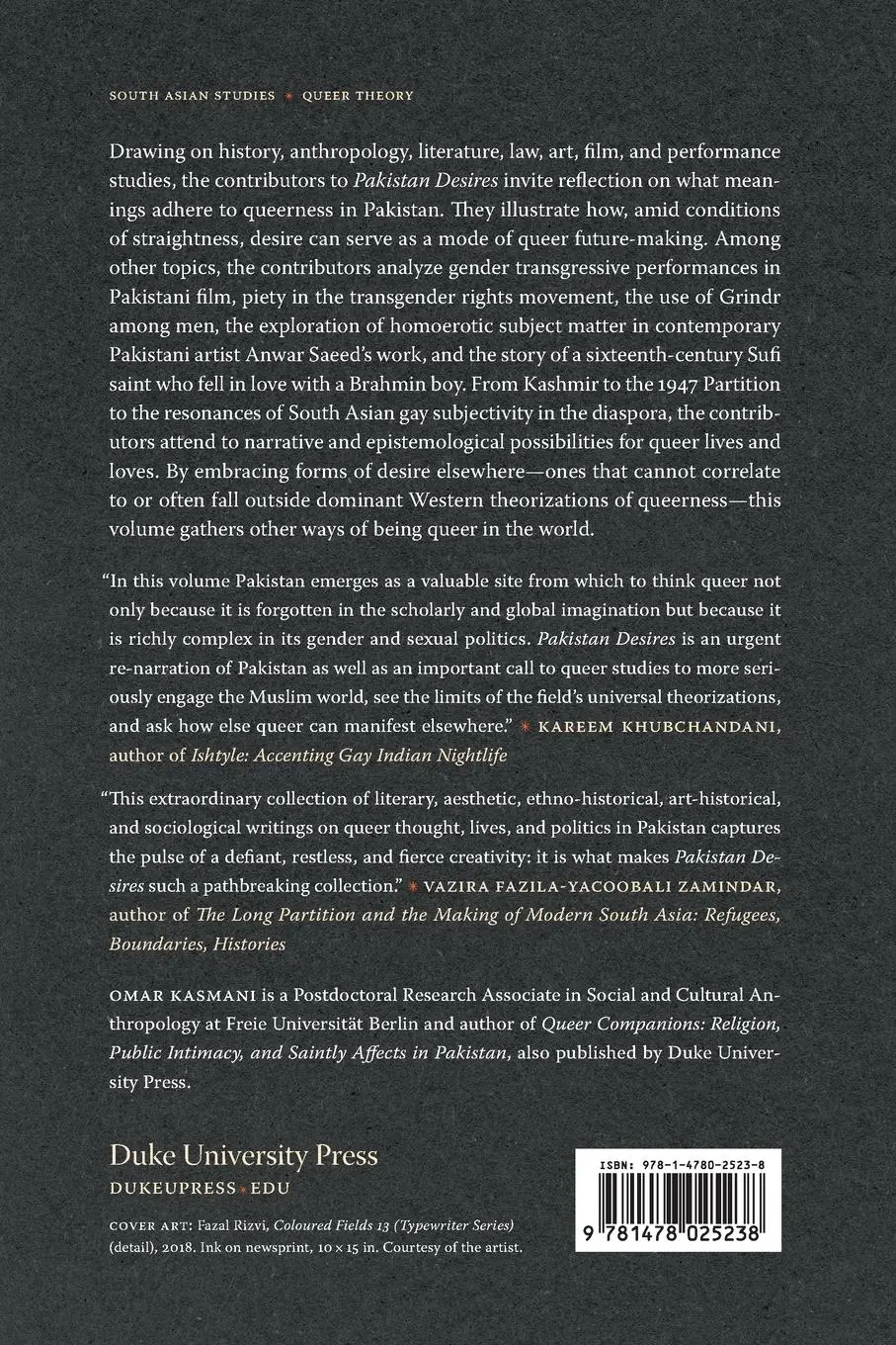 Rückseite: 9781478025238 | Pakistan Desires | Queer Futures Elsewhere | Omar Kasmani | Buch