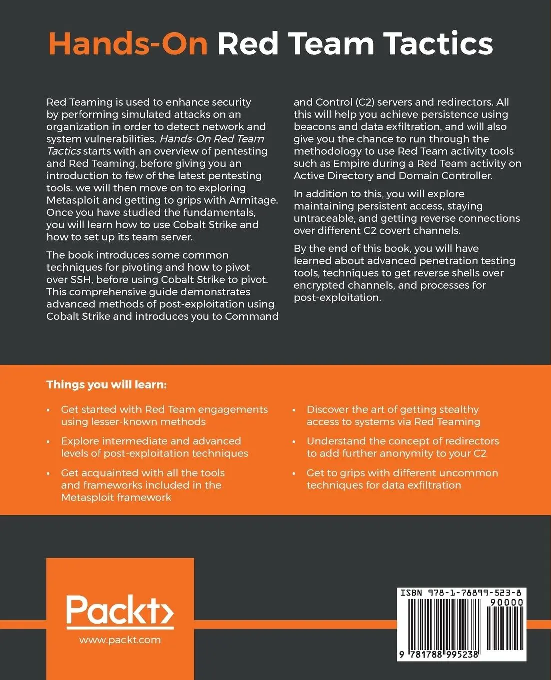 Rückseite: 9781788995238 | Hands-On Red Team Tactics | Himanshu Sharma (u. a.) | Taschenbuch