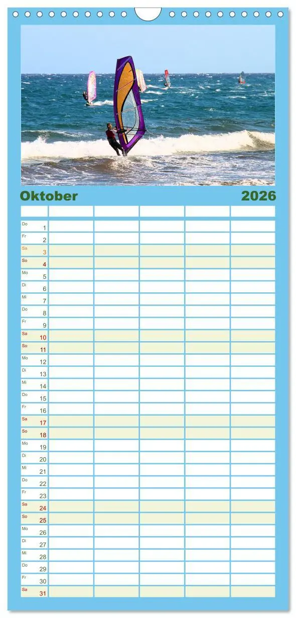 Bild: 9783516505238 | Familienplaner 2026 - Funsport Windsurfen mit 5 Spalten...