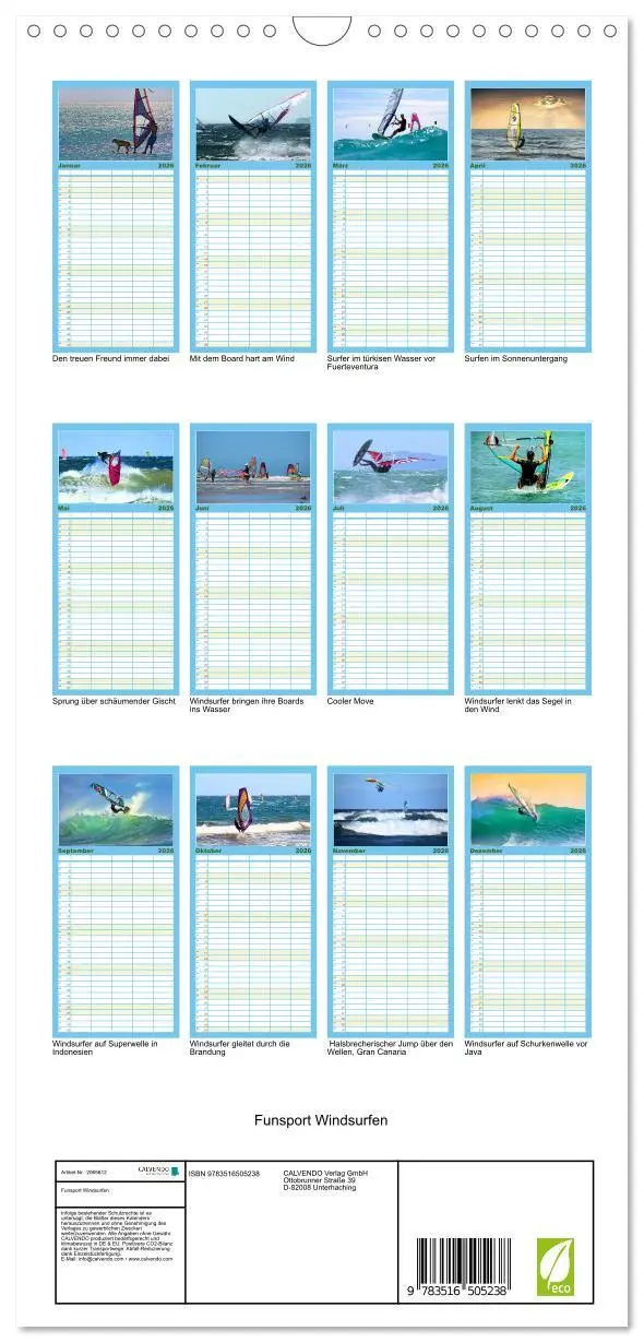 Bild: 9783516505238 | Familienplaner 2026 - Funsport Windsurfen mit 5 Spalten...