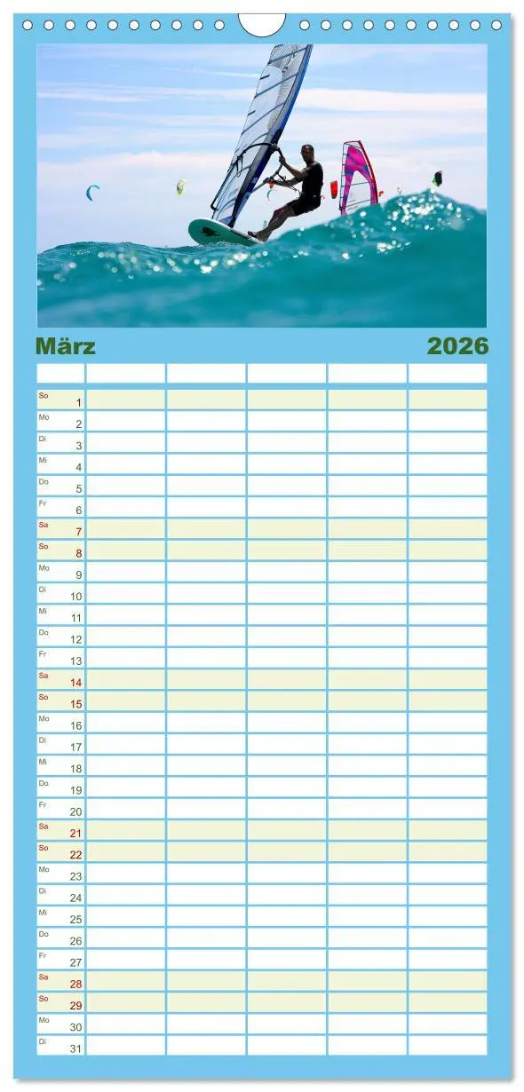 Bild: 9783516505238 | Familienplaner 2026 - Funsport Windsurfen mit 5 Spalten...