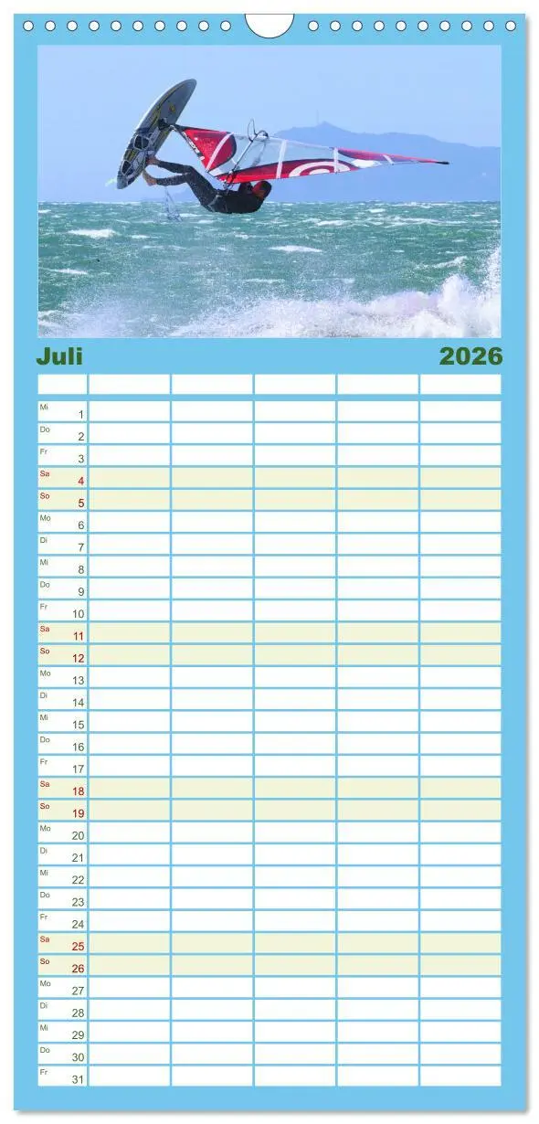 Bild: 9783516505238 | Familienplaner 2026 - Funsport Windsurfen mit 5 Spalten...