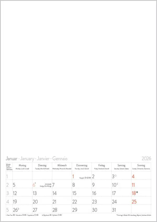 Bild: 9783731885238 | Foto-Malen-Basteln A4 weiß Notice 2026 | Verlag Korsch | Kalender