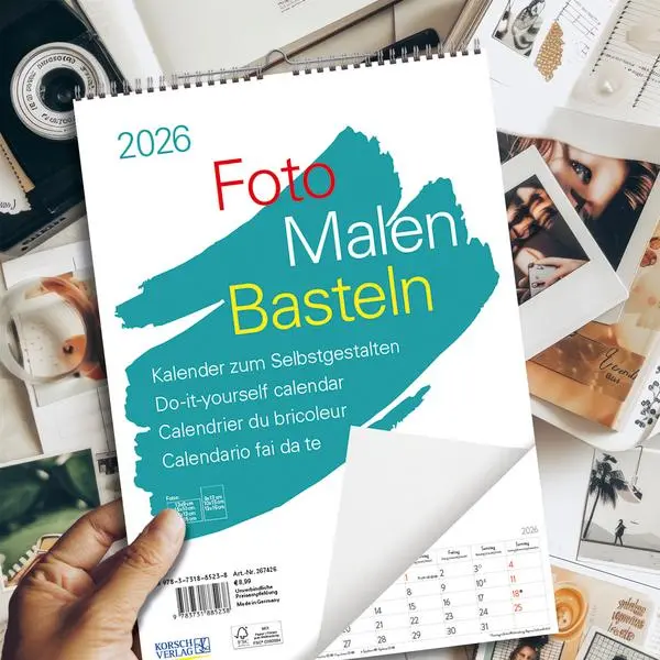 Bild: 9783731885238 | Foto-Malen-Basteln A4 weiß Notice 2026 | Verlag Korsch | Kalender