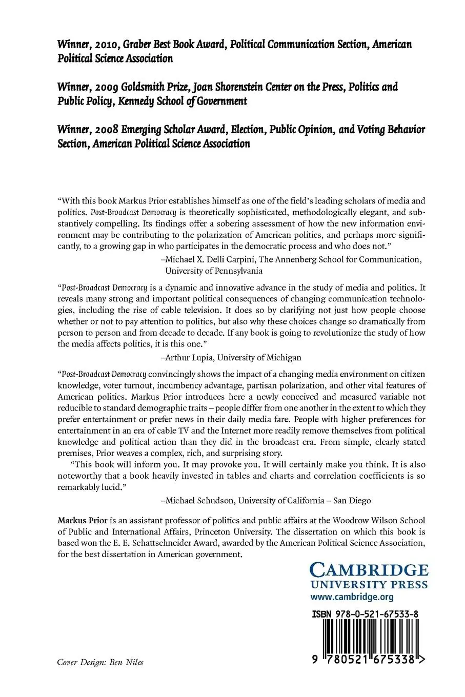 Rückseite: 9780521675338 | Post-Broadcast Democracy | Markus Prior | Taschenbuch | Englisch