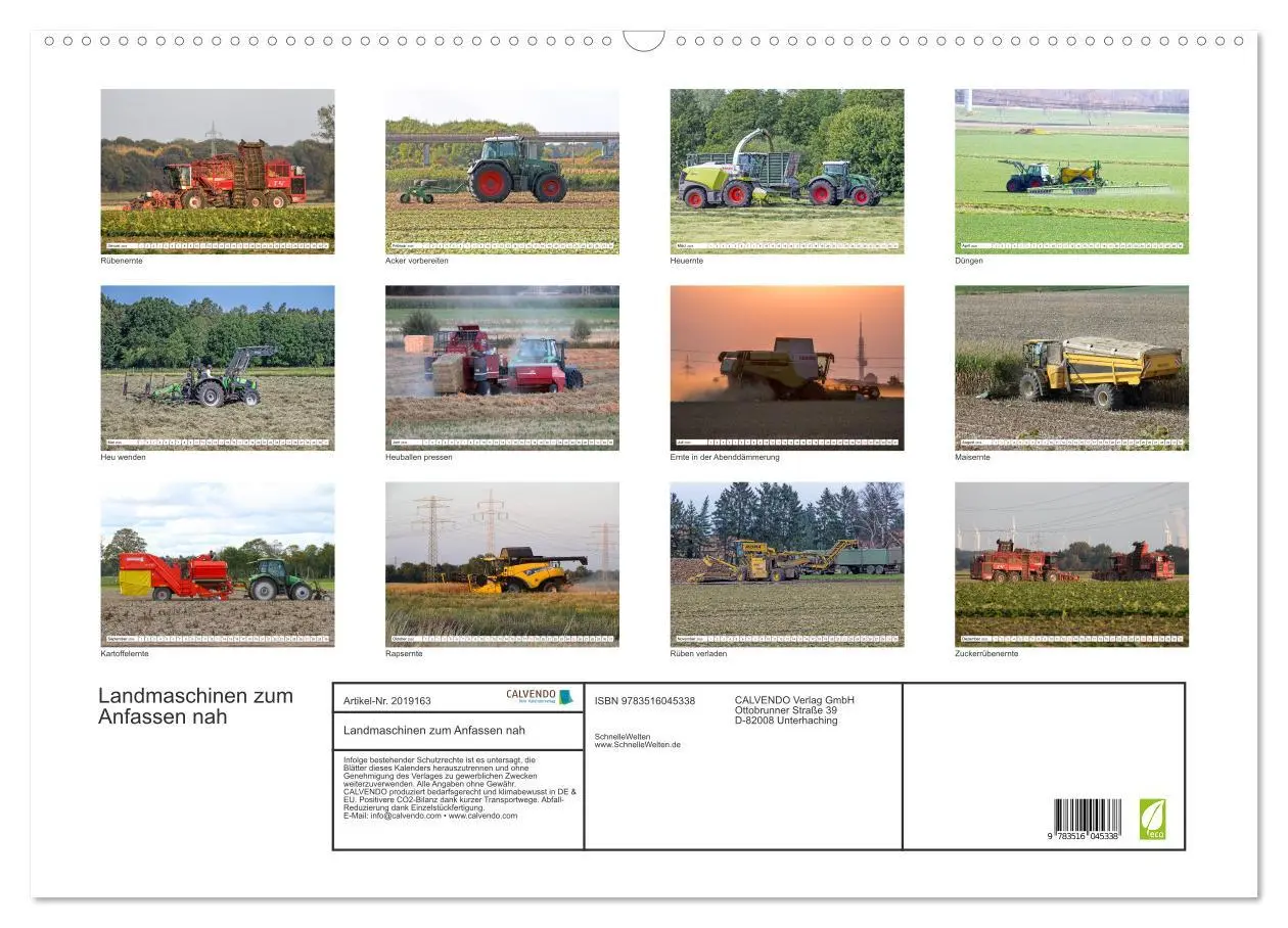 Bild: 9783516045338 | Landmaschinen zum Anfassen nah (Wandkalender 2026 DIN A2 quer),...
