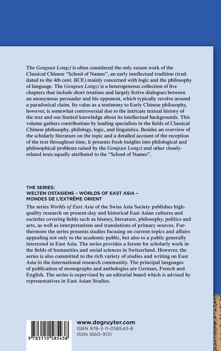Rückseite: 9783110585438 | The Gongsun Longzi and Other Neglected Texts | Rafael Suter (u. a.)