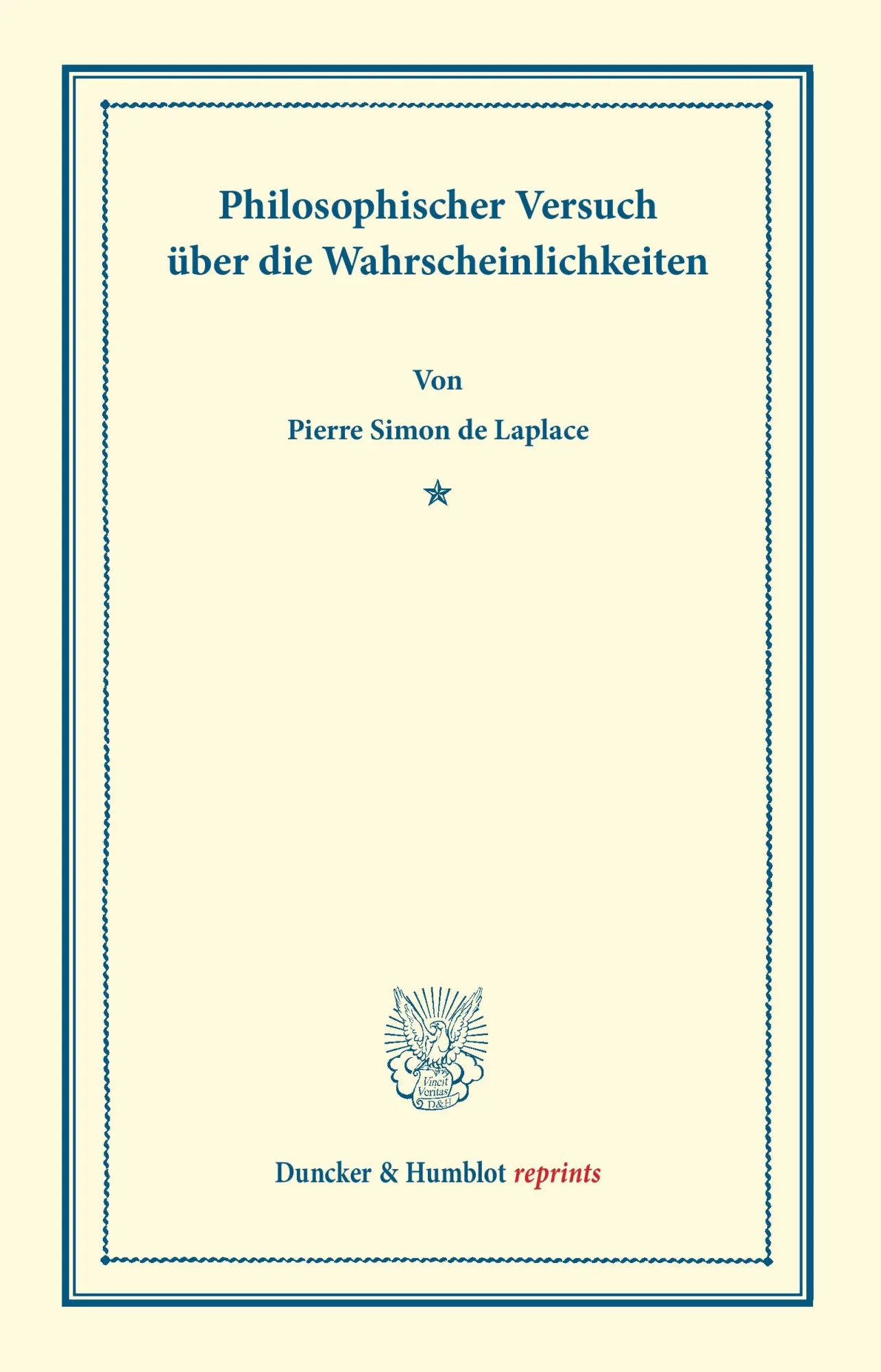 Cover: 9783428165438 | Philosophischer Versuch über die Wahrscheinlichkeiten | Laplace | Buch