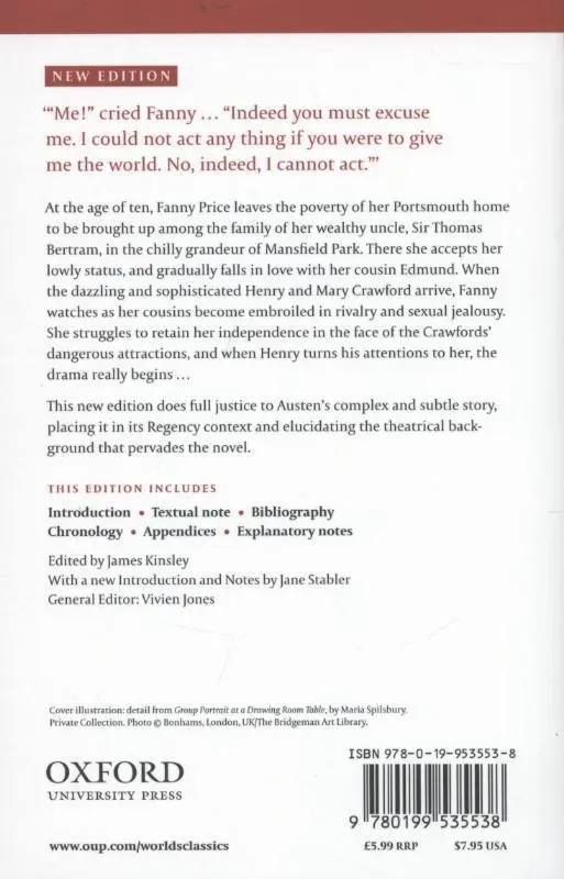 Rückseite: 9780199535538 | Mansfield Park | Jane Austen | Taschenbuch | Oxford World's Classics