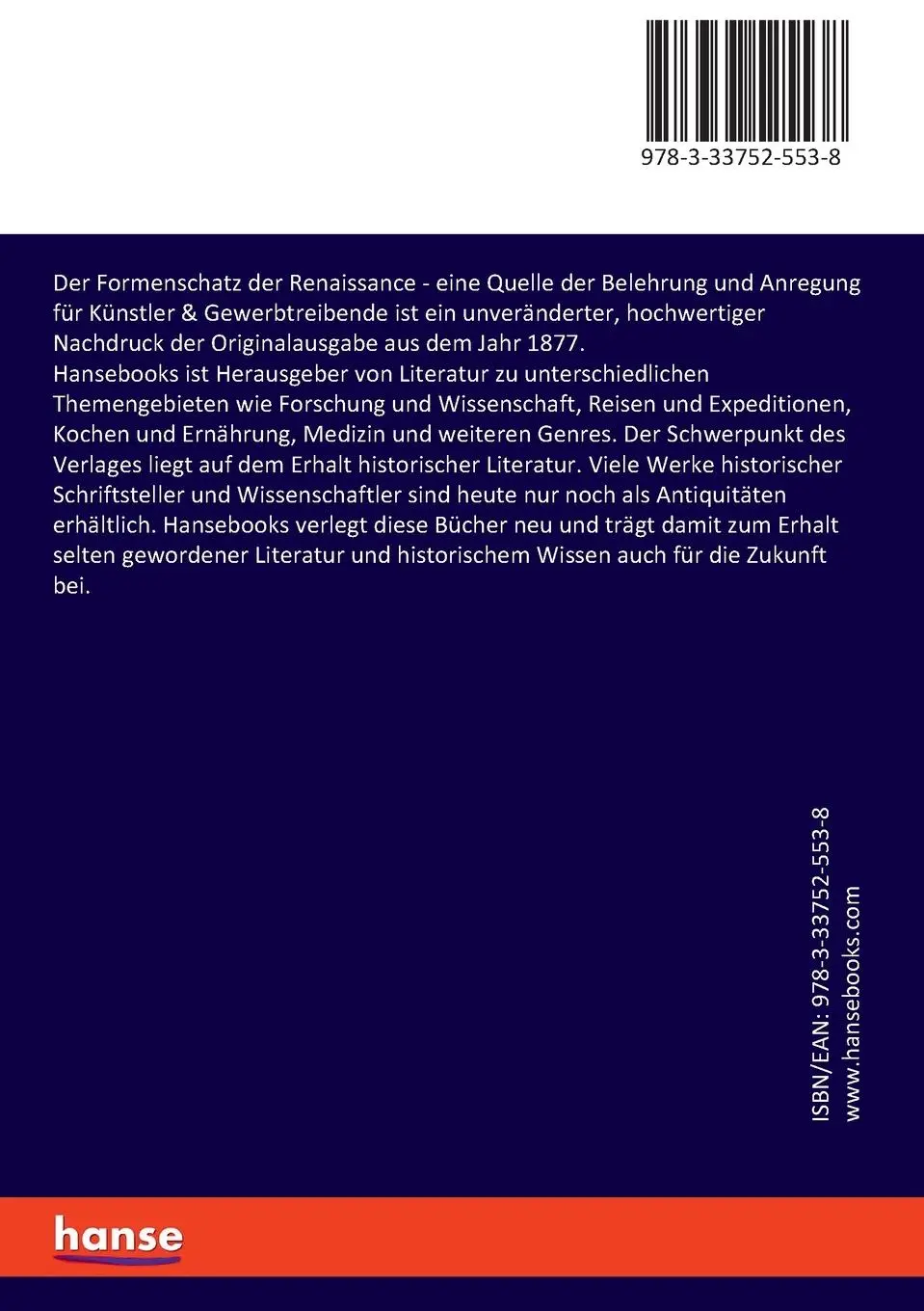 Rückseite: 9783337525538 | Der Formenschatz der Renaissance | Georg Hirth | Taschenbuch | 240 S.