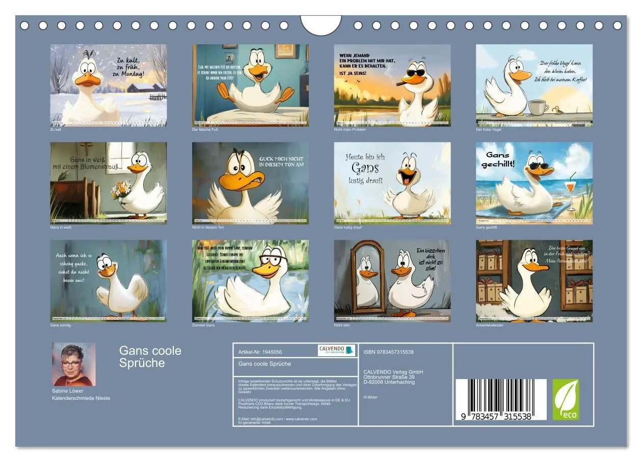 Bild: 9783457315538 | Gans coole Sprüche (Wandkalender 2026 DIN A4 quer), CALVENDO...