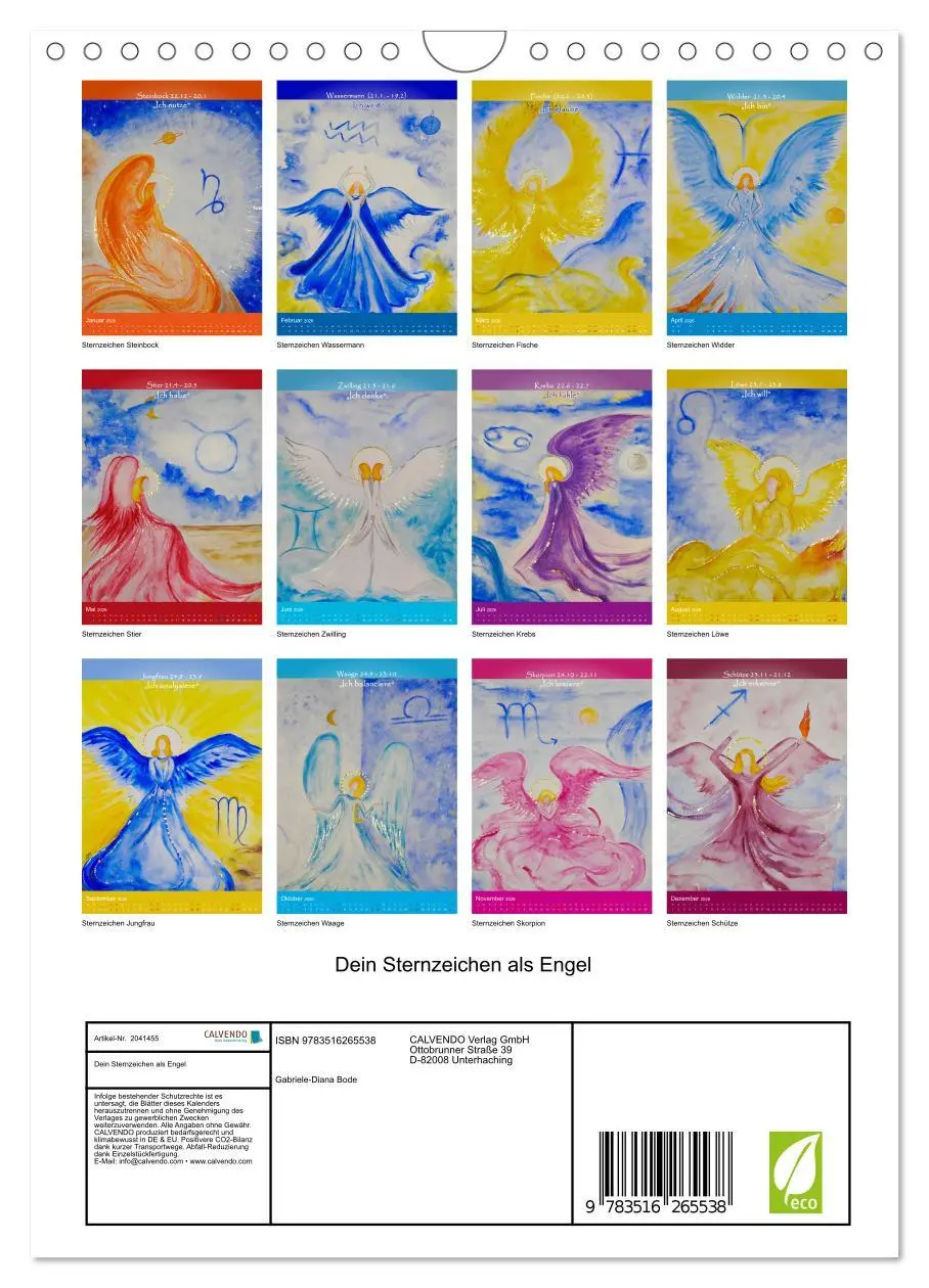 Bild: 9783516265538 | Dein Sternzeichen als Engel (Wandkalender 2026 DIN A4 hoch),...