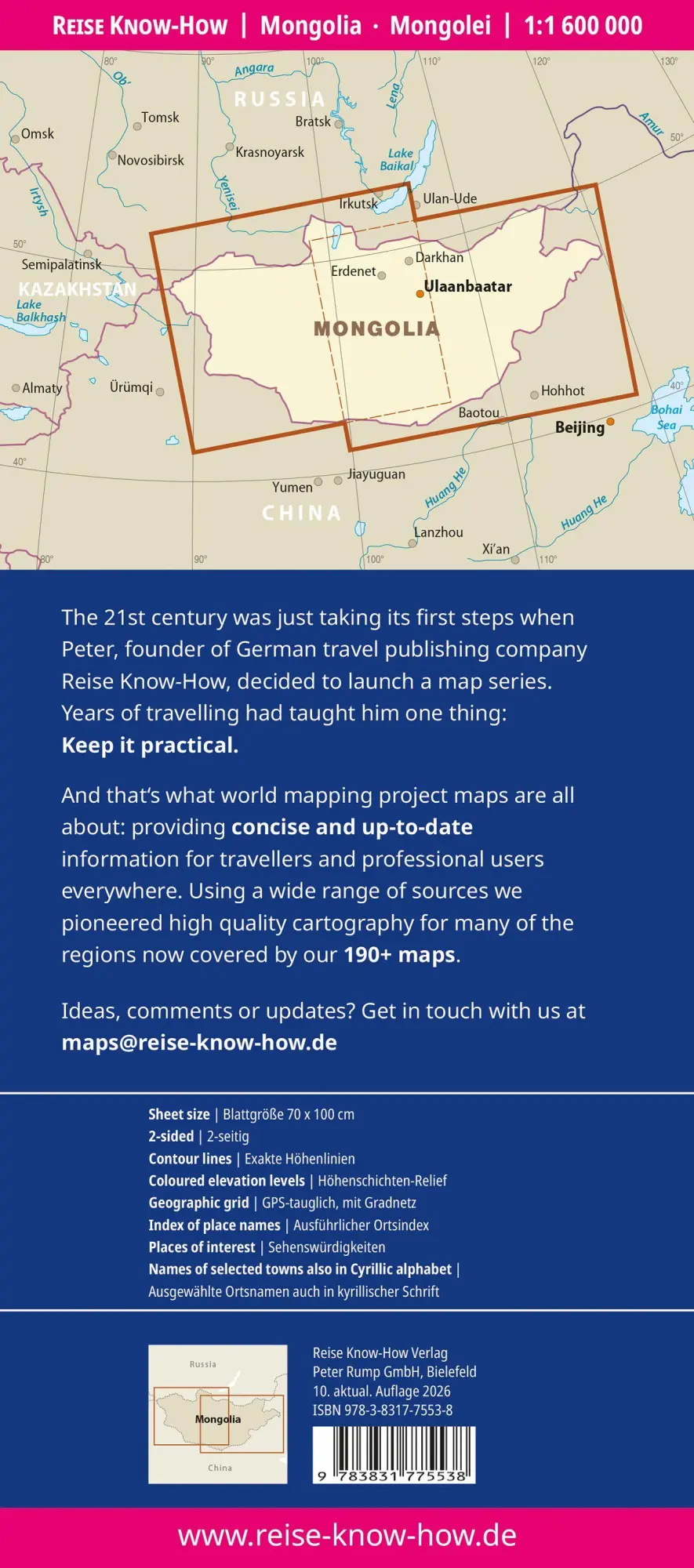Bild: 9783831775538 | Reise Know-How Mongolei Mongolia (1:1.600.000) | world mapping project