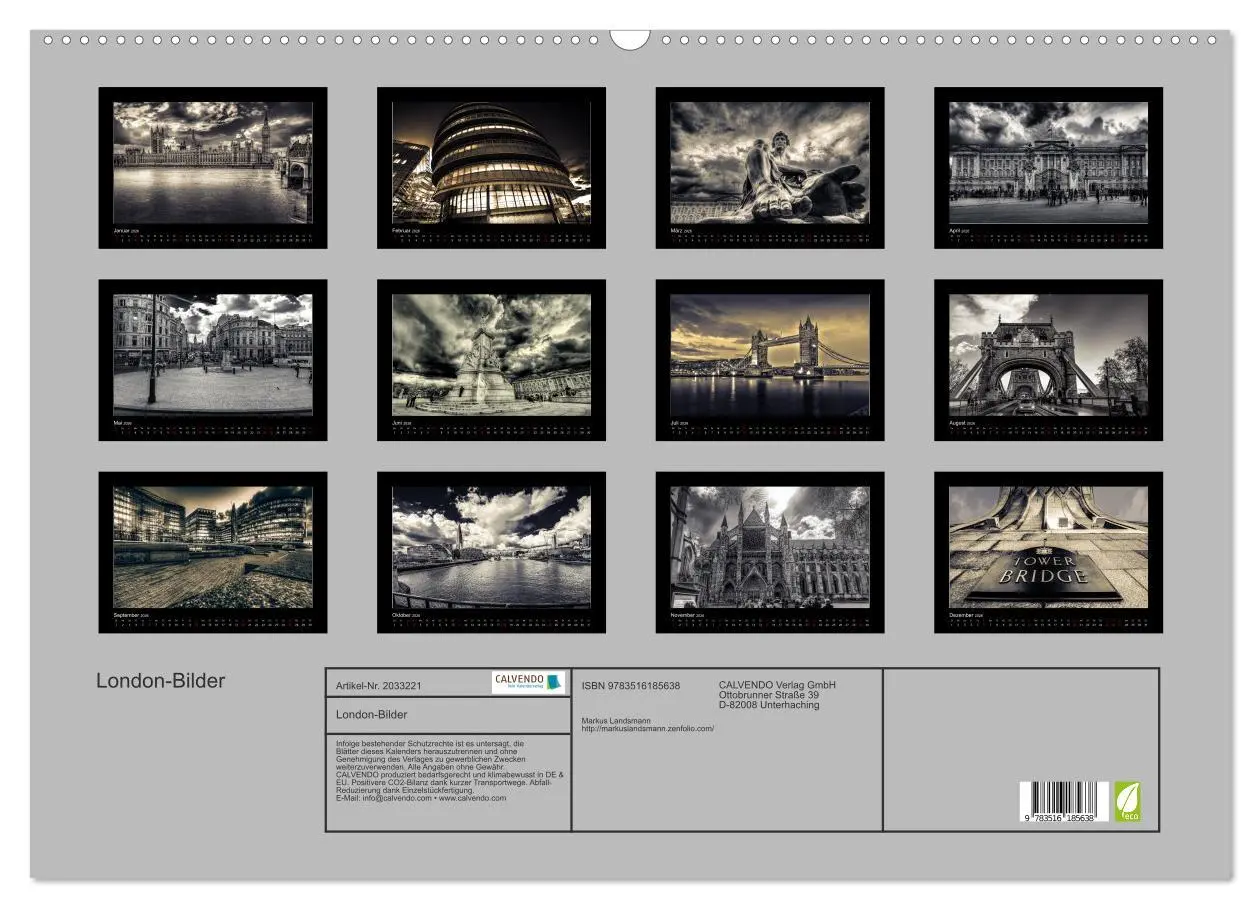 Bild: 9783516185638 | London-Bilder (Wandkalender 2026 DIN A2 quer), CALVENDO Monatskalender