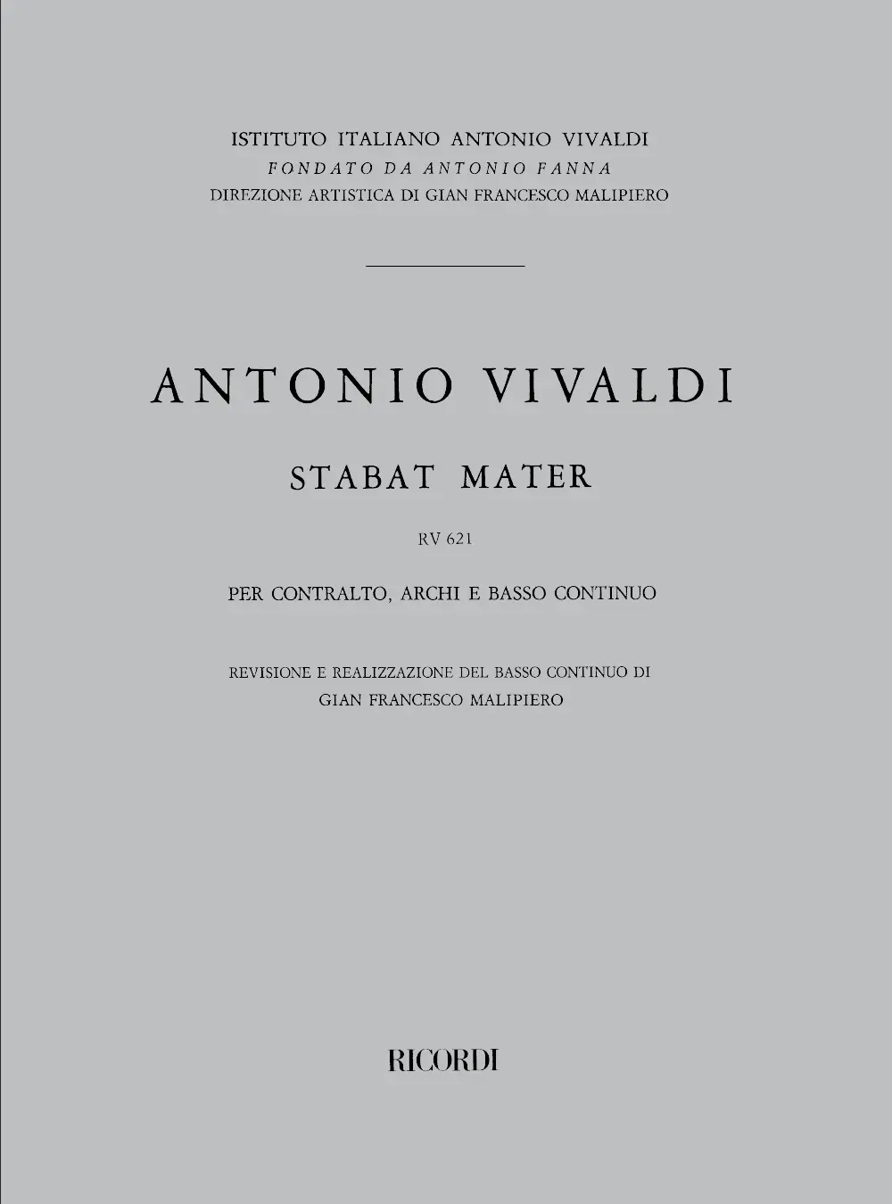 Cover: 9790041315638 | Stabat Mater Rv 621 | Antonio Vivaldi | Partitur | Ricordi