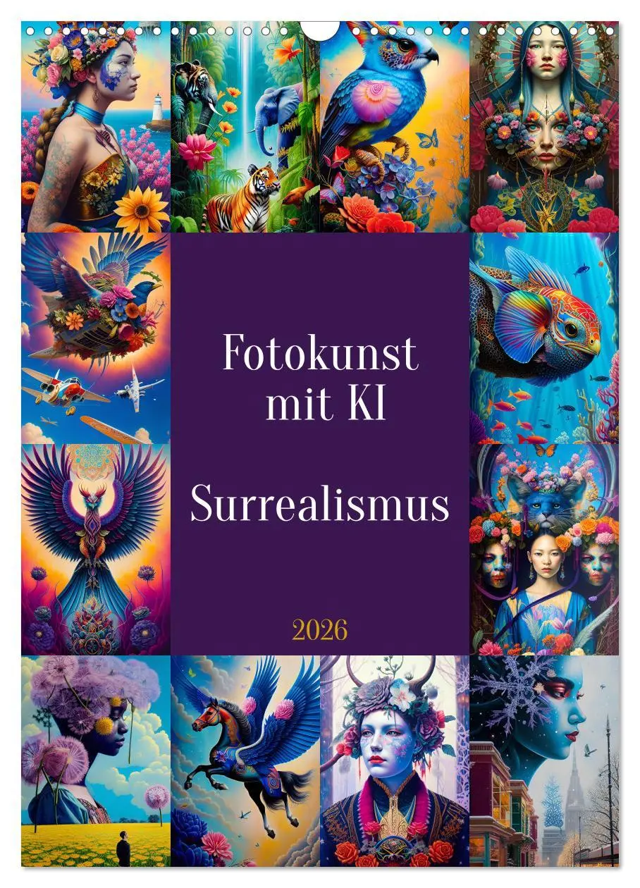 Cover: 9783516315738 | Fotokunst mit KI - Surrealismus (Wandkalender 2026 DIN A3 hoch),...
